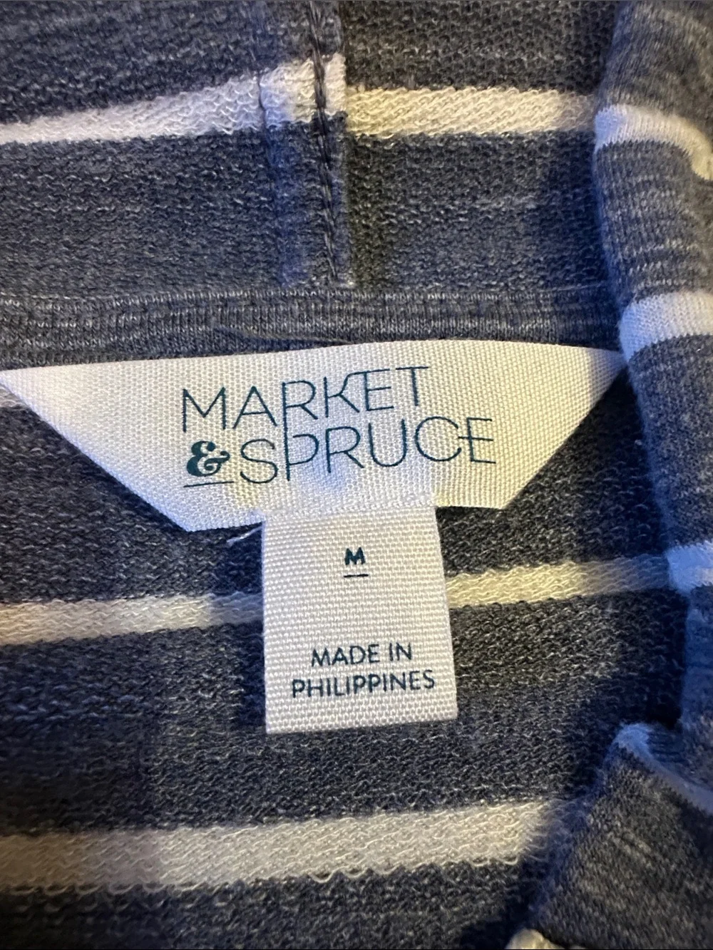 Market & Spruce Blue and White Striped Hoodie - Picture 2 of 8